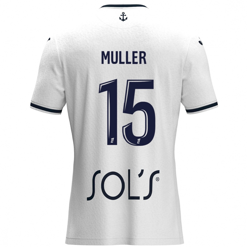 Niño Fútbol Camiseta Laura Muller #15 Blanco Azul Oscuro 2ª Equipación 2024/25