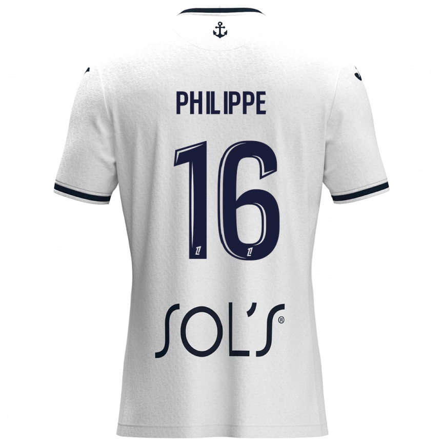 Niño Fútbol Camiseta Laëtitia Philippe #16 Blanco Azul Oscuro 2ª Equipación 2024/25