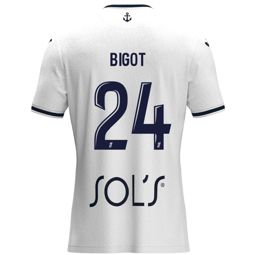 Niño Fútbol Camiseta Maureen Bigot #24 Blanco Azul Oscuro 2ª Equipación 2024/25