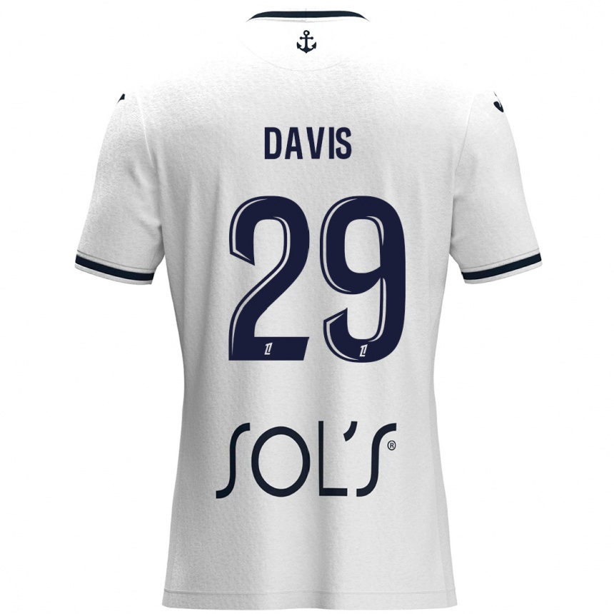 Niño Fútbol Camiseta Deja Davis #29 Blanco Azul Oscuro 2ª Equipación 2024/25