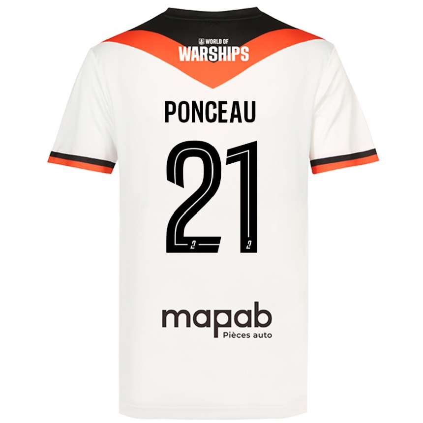 Niño Fútbol Camiseta Julien Ponceau #21 Blanco 2ª Equipación 2024/25