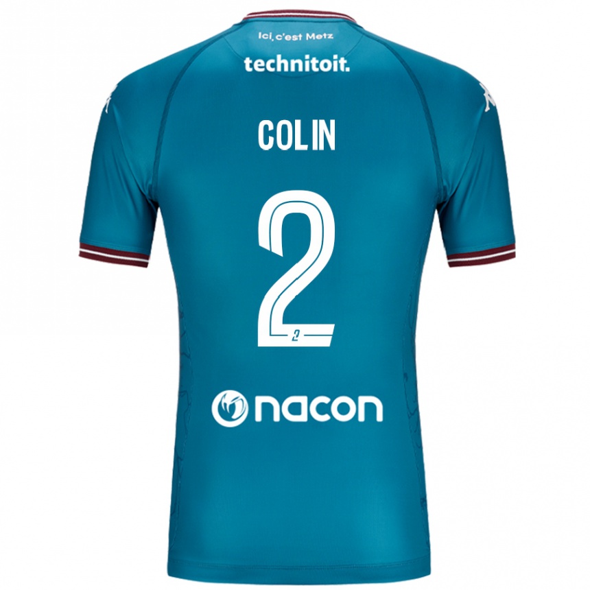 Niño Fútbol Camiseta Maxime Colin #2 Azul Petróleo 2ª Equipación 2024/25