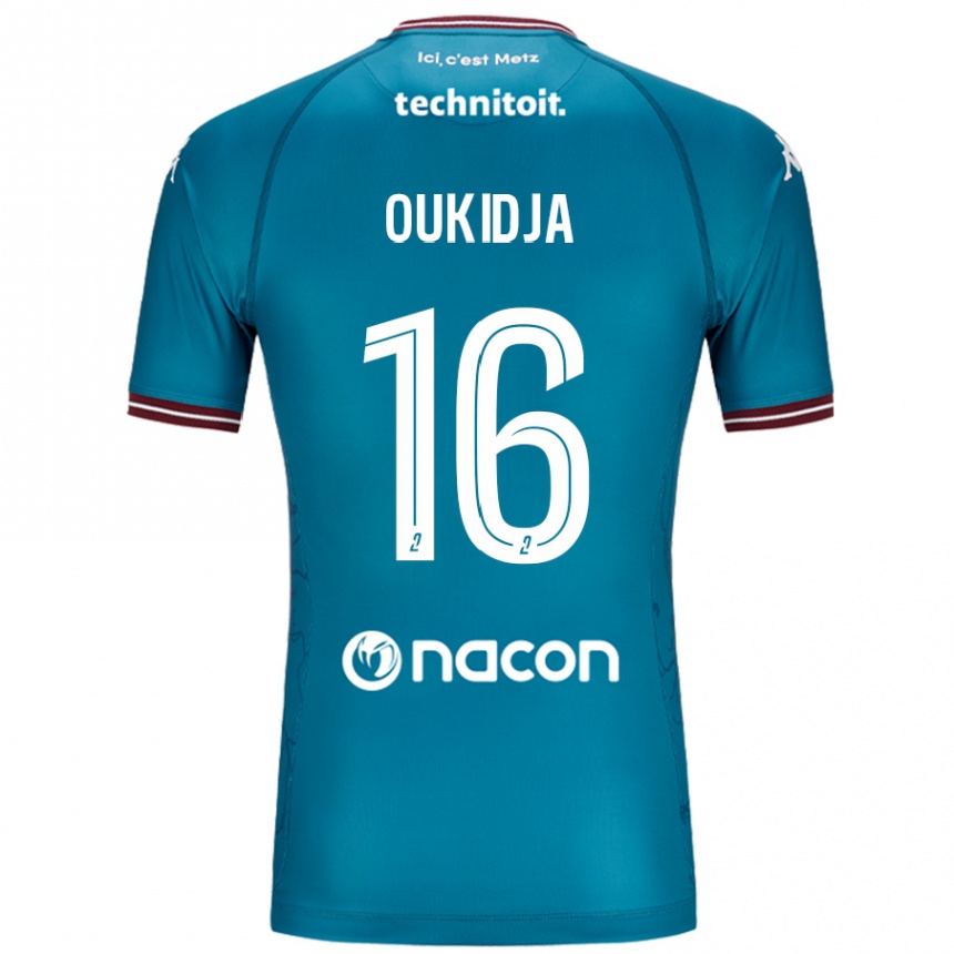 Niño Fútbol Camiseta Alexandre Oukidja #16 Azul Petróleo 2ª Equipación 2024/25