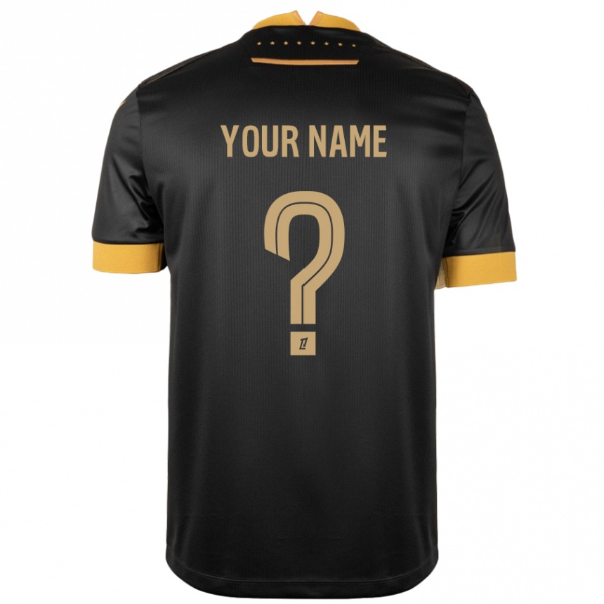 Niño Fútbol Camiseta Su Nombre #0 Negro Marrón 2ª Equipación 2024/25