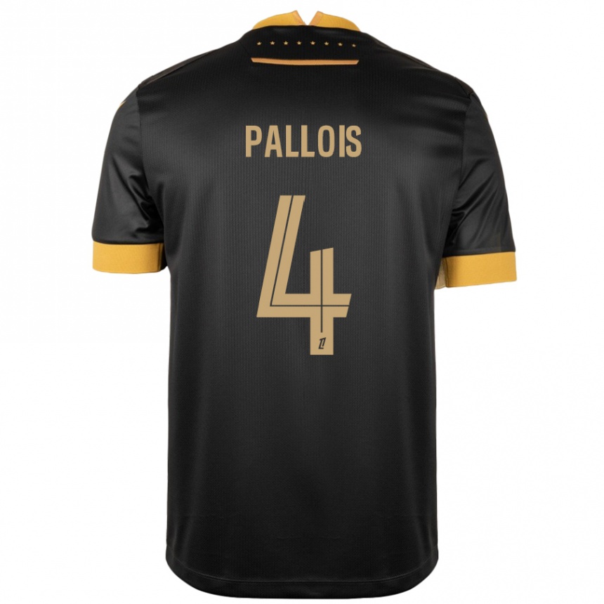 Niño Fútbol Camiseta Nicolas Pallois #4 Negro Marrón 2ª Equipación 2024/25