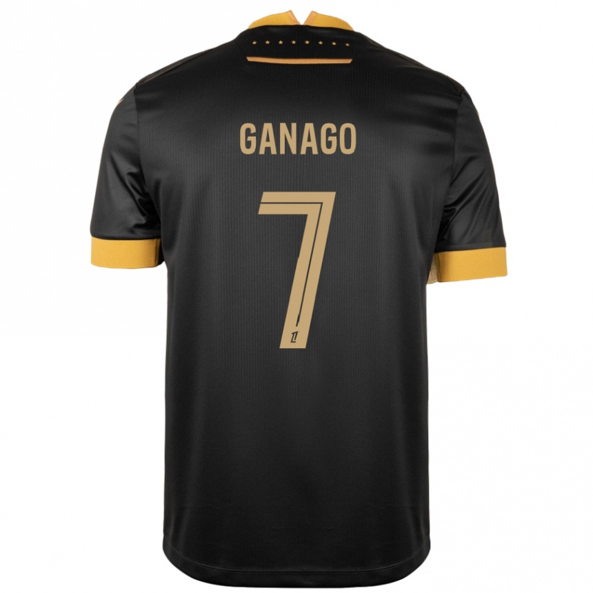 Niño Fútbol Camiseta Ignatius Ganago #7 Negro Marrón 2ª Equipación 2024/25