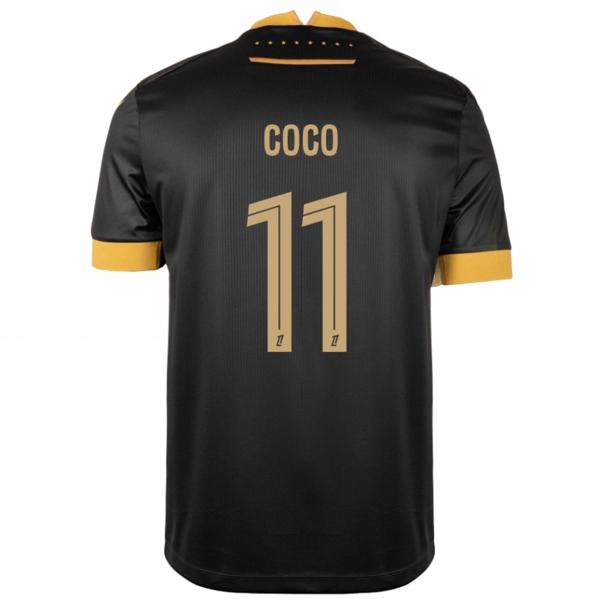 Niño Fútbol Camiseta Marcus Coco #11 Negro Marrón 2ª Equipación 2024/25