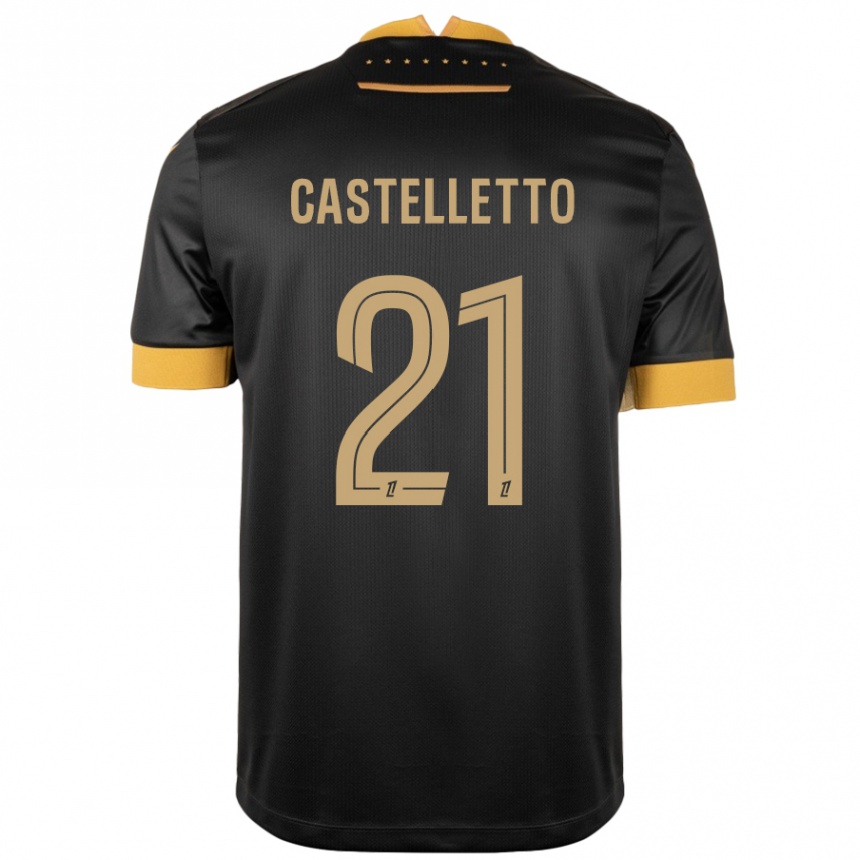 Niño Fútbol Camiseta Jean-Charles Castelletto #21 Negro Marrón 2ª Equipación 2024/25