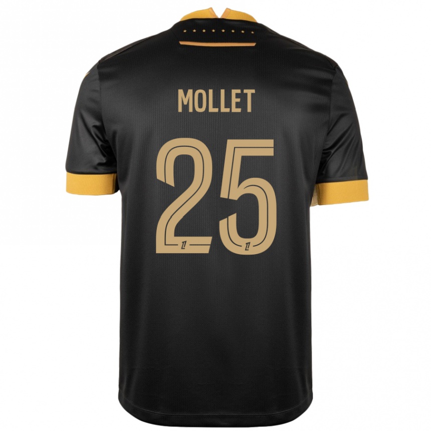 Niño Fútbol Camiseta Florent Mollet #25 Negro Marrón 2ª Equipación 2024/25