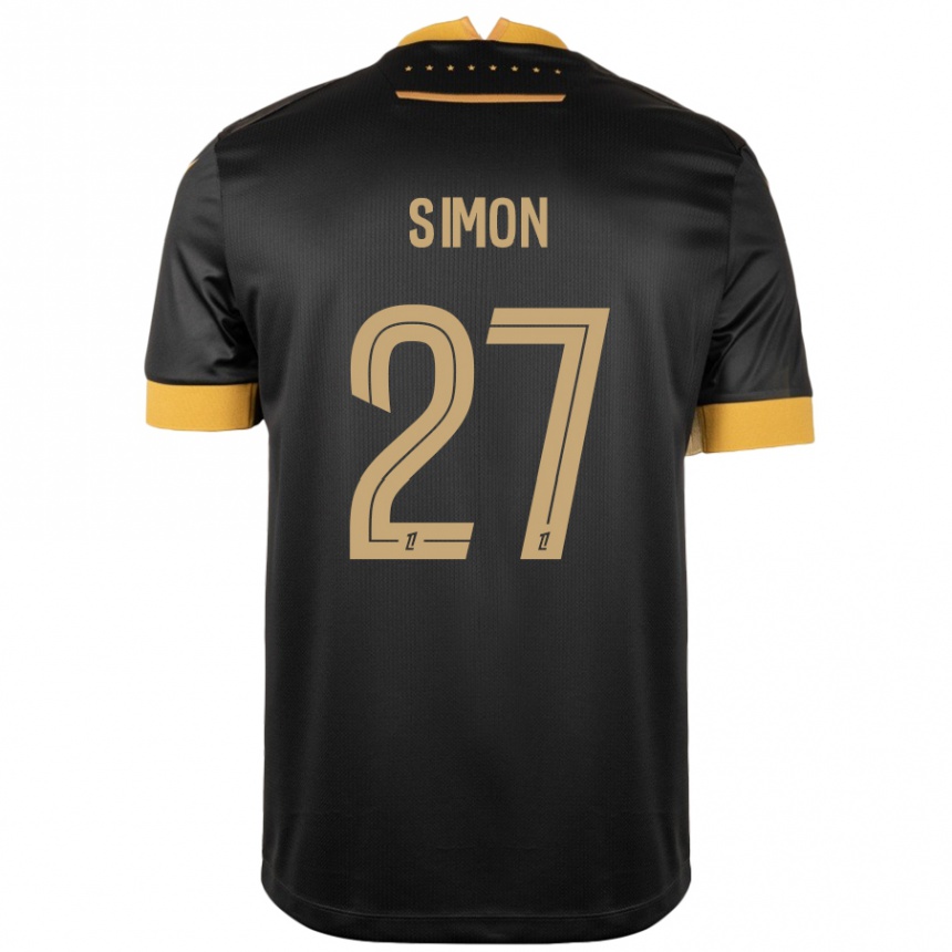 Niño Fútbol Camiseta Moses Simon #27 Negro Marrón 2ª Equipación 2024/25