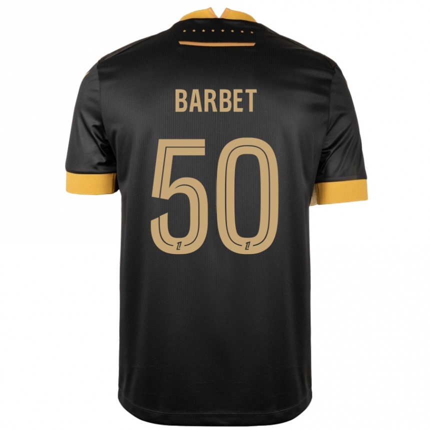 Niño Fútbol Camiseta Hugo Barbet #50 Negro Marrón 2ª Equipación 2024/25