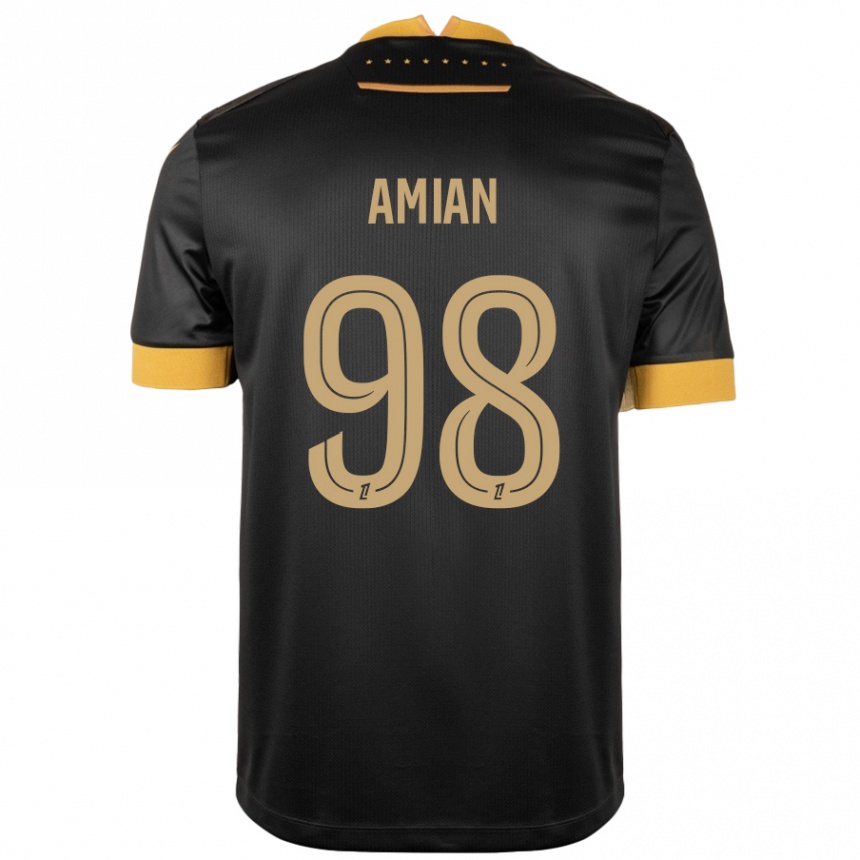 Niño Fútbol Camiseta Kelvin Amian #98 Negro Marrón 2ª Equipación 2024/25