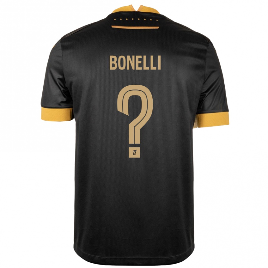 Niño Fútbol Camiseta Lucas Bonelli #0 Negro Marrón 2ª Equipación 2024/25