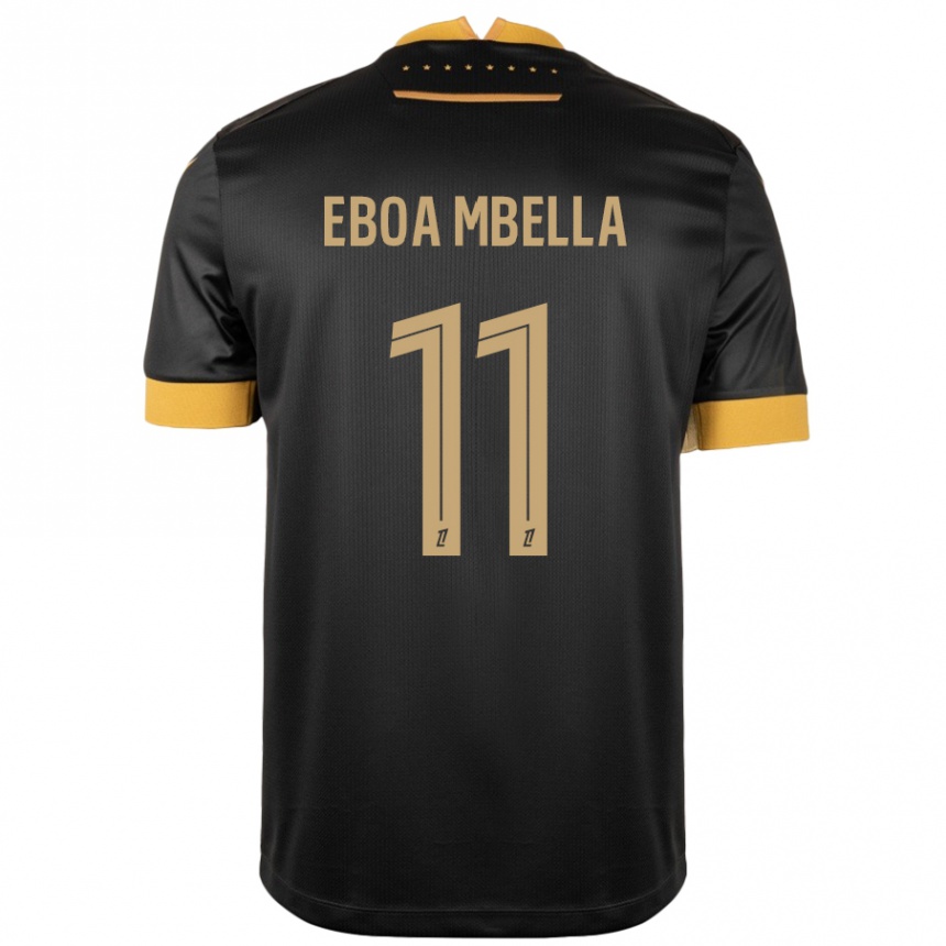 Niño Fútbol Camiseta Eden Eboa Mbella #11 Negro Marrón 2ª Equipación 2024/25