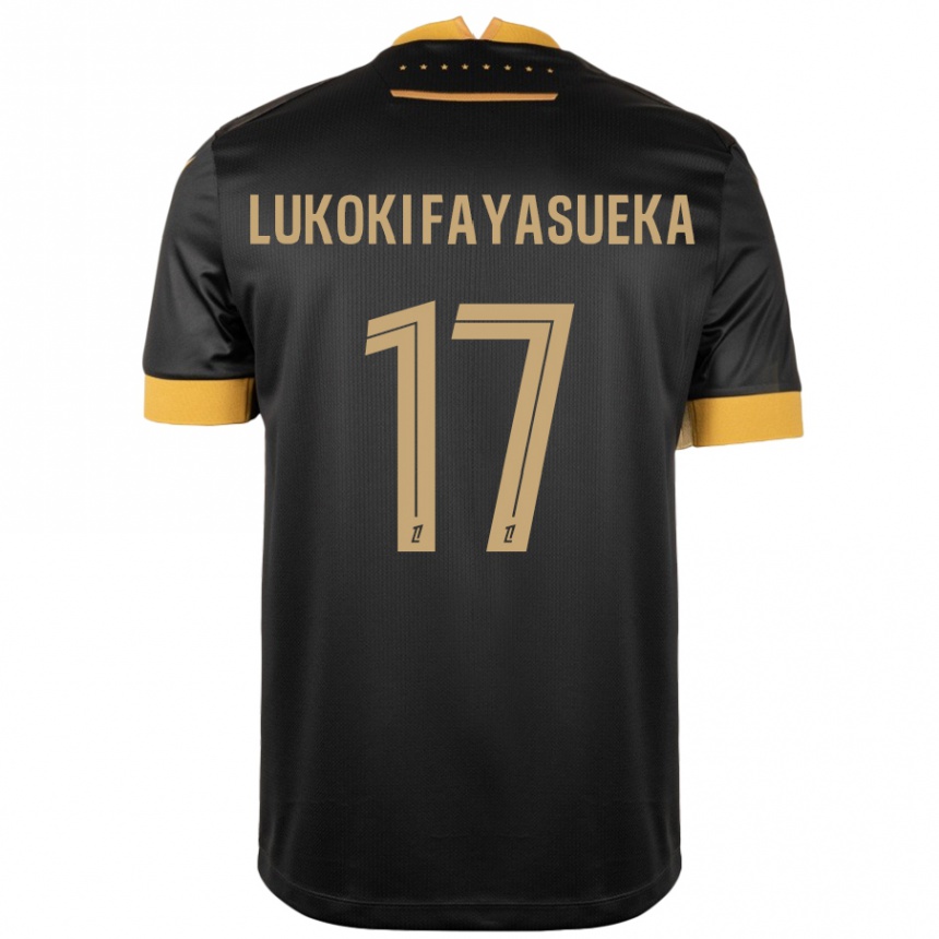 Niño Fútbol Camiseta Kévin Lukoki Fayasueka #17 Negro Marrón 2ª Equipación 2024/25