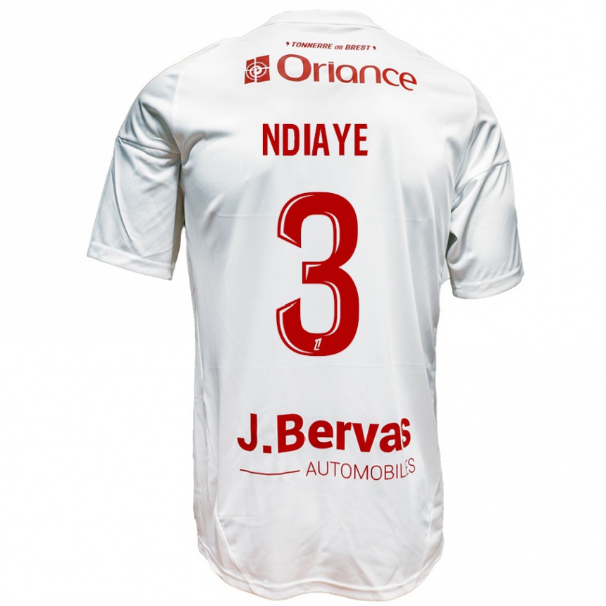 Niño Fútbol Camiseta Abdoulaye Ndiaye #3 Blanco Rojo 2ª Equipación 2024/25