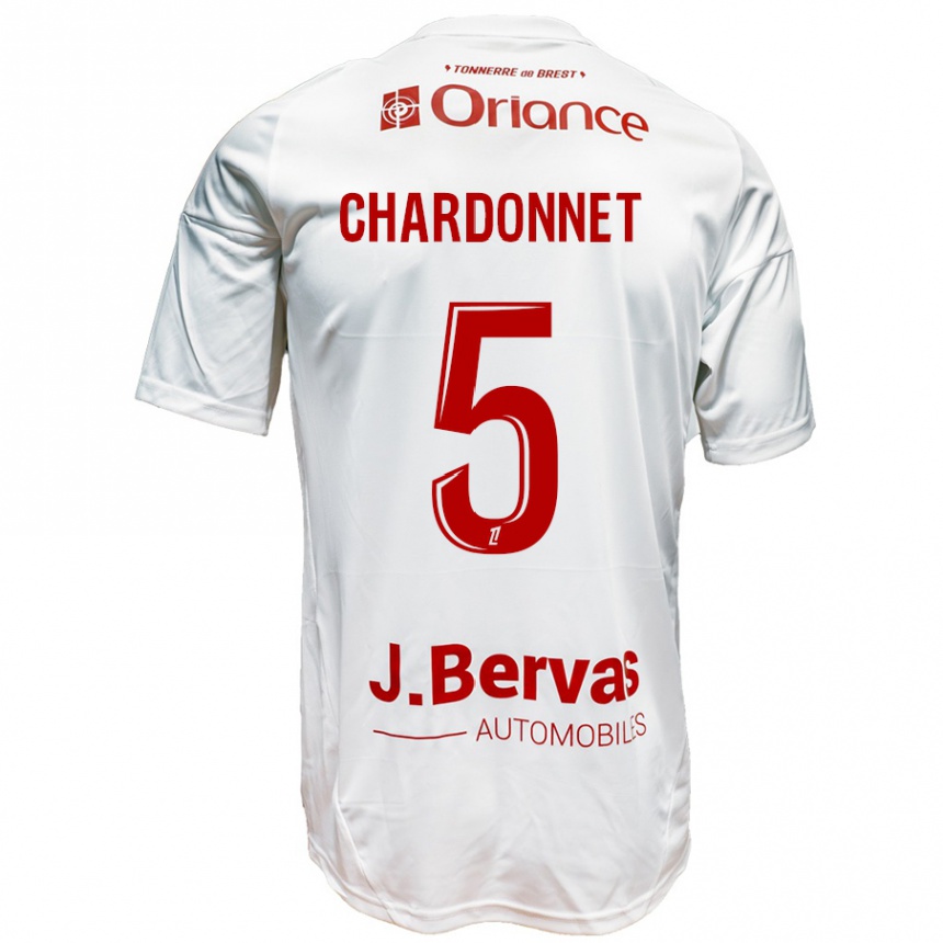 Niño Fútbol Camiseta Brendan Chardonnet #5 Blanco Rojo 2ª Equipación 2024/25