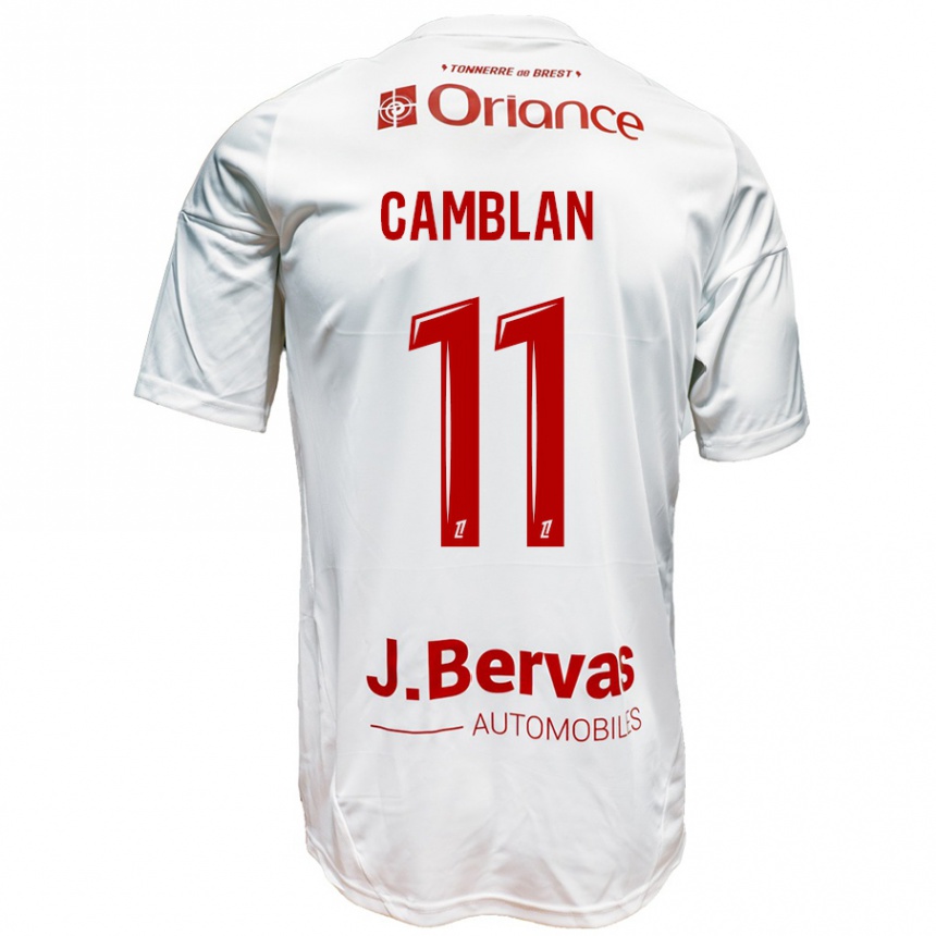 Niño Fútbol Camiseta Axel Camblan #11 Blanco Rojo 2ª Equipación 2024/25