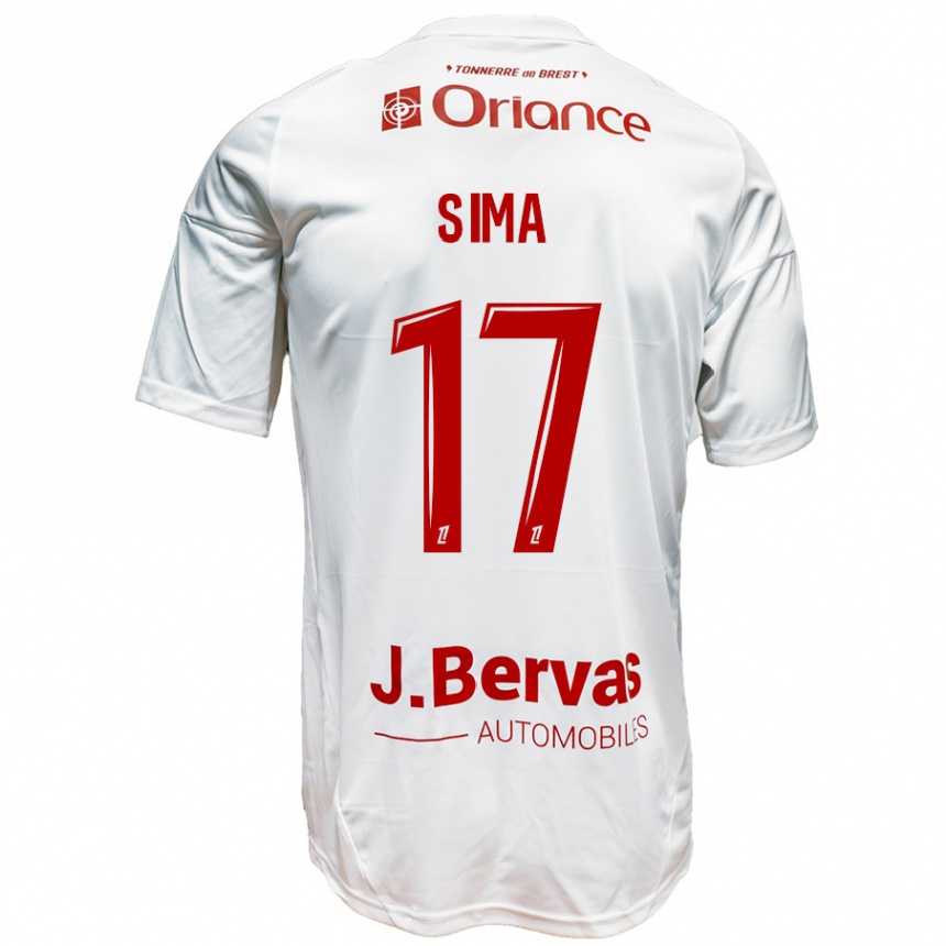 Niño Fútbol Camiseta Abdallah Sima #17 Blanco Rojo 2ª Equipación 2024/25