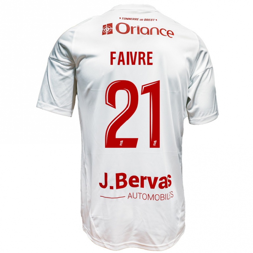 Niño Fútbol Camiseta Romain Faivre #21 Blanco Rojo 2ª Equipación 2024/25