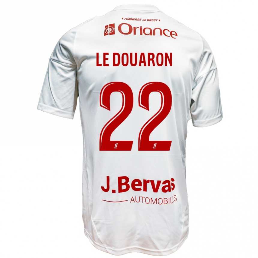 Niño Fútbol Camiseta Jérémy Le Douaron #22 Blanco Rojo 2ª Equipación 2024/25