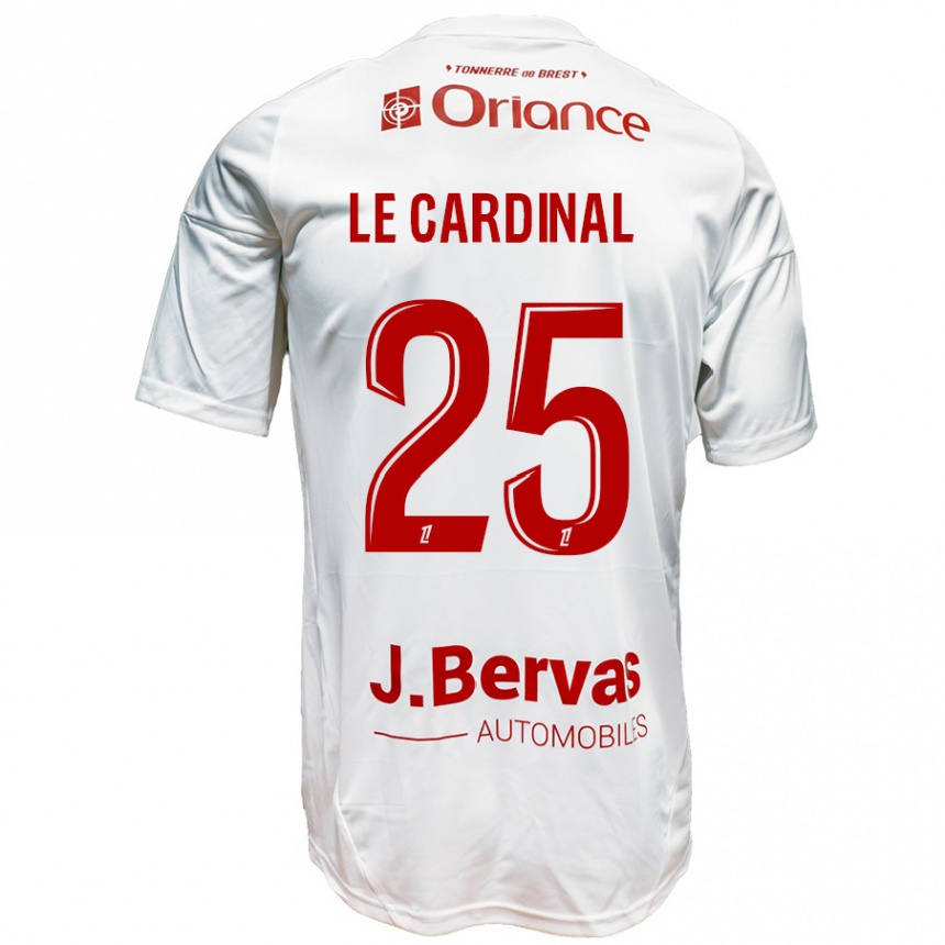 Niño Fútbol Camiseta Julien Le Cardinal #25 Blanco Rojo 2ª Equipación 2024/25