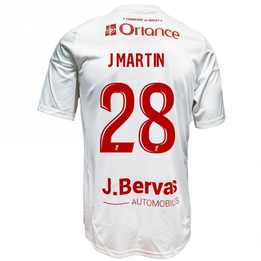 Niño Fútbol Camiseta Jonas Martin #28 Blanco Rojo 2ª Equipación 2024/25