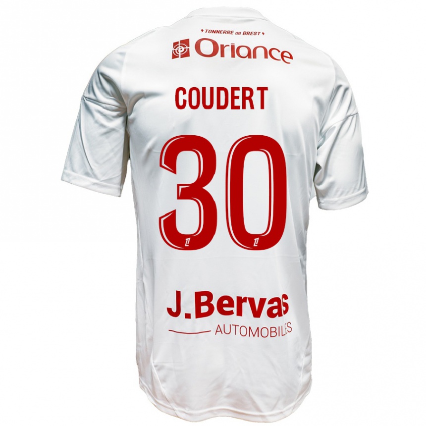 Niño Fútbol Camiseta Grégoire Coudert #30 Blanco Rojo 2ª Equipación 2024/25