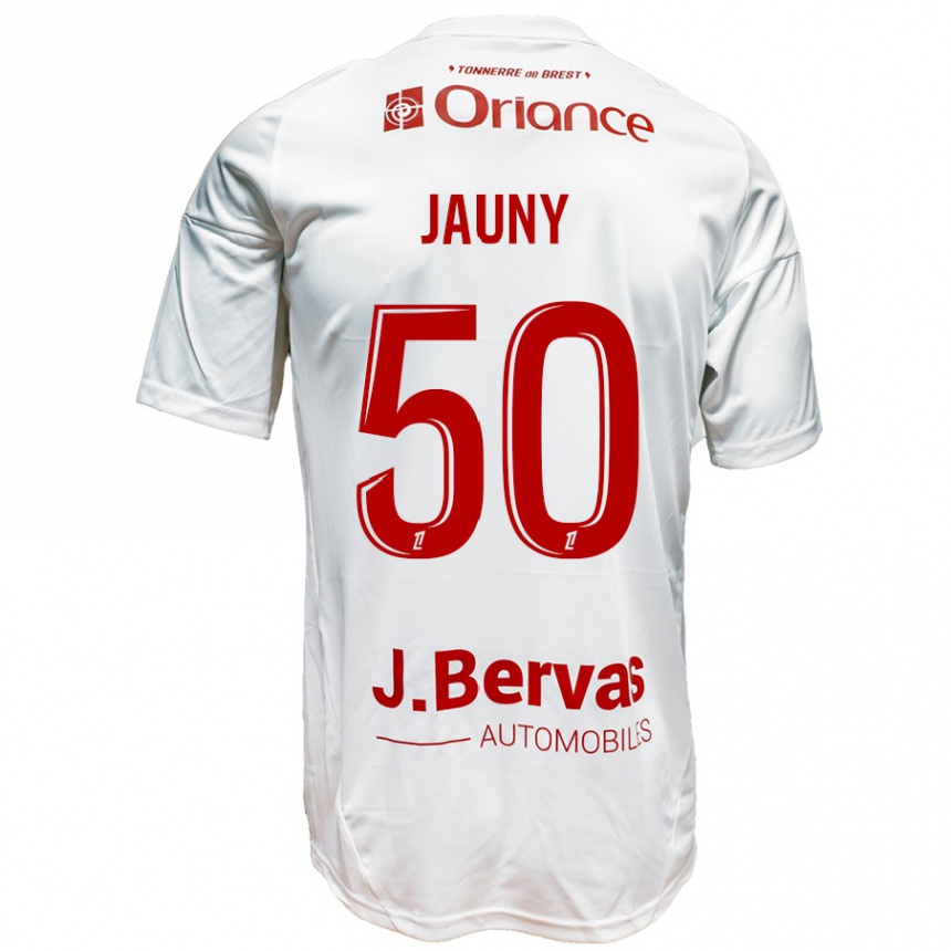 Niño Fútbol Camiseta Noah Jauny #50 Blanco Rojo 2ª Equipación 2024/25