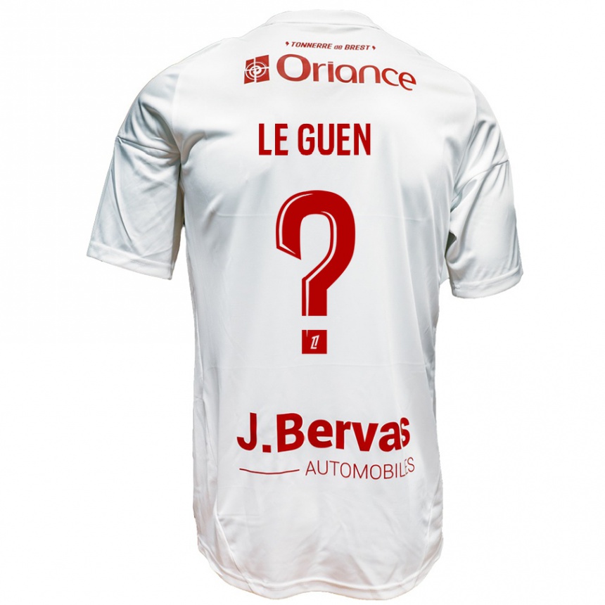 Niño Fútbol Camiseta Raphaël Le Guen #0 Blanco Rojo 2ª Equipación 2024/25