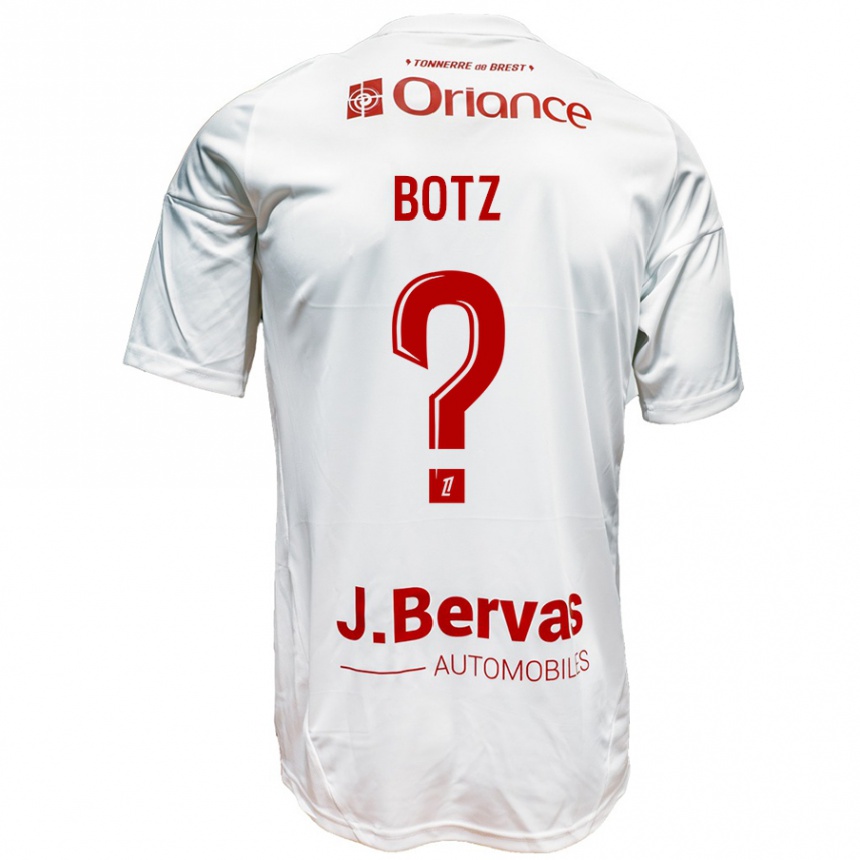 Niño Fútbol Camiseta Léo Botz #0 Blanco Rojo 2ª Equipación 2024/25