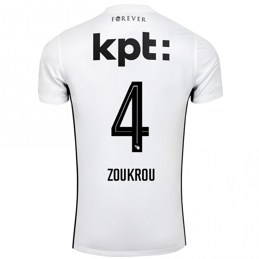 Niño Fútbol Camiseta Tanguy Zoukrou #4 Blanco Negro 2ª Equipación 2024/25