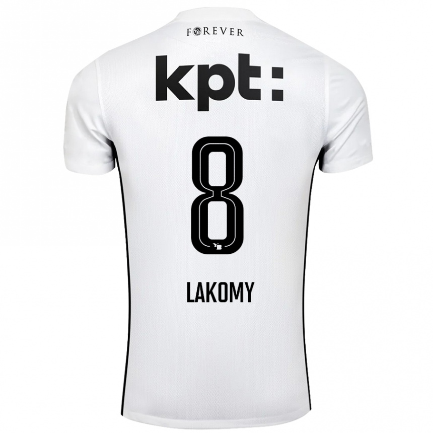 Niño Fútbol Camiseta Lukasz Lakomy #8 Blanco Negro 2ª Equipación 2024/25