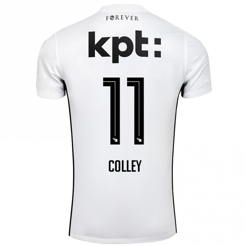 Niño Fútbol Camiseta Ebrima Colley #11 Blanco Negro 2ª Equipación 2024/25