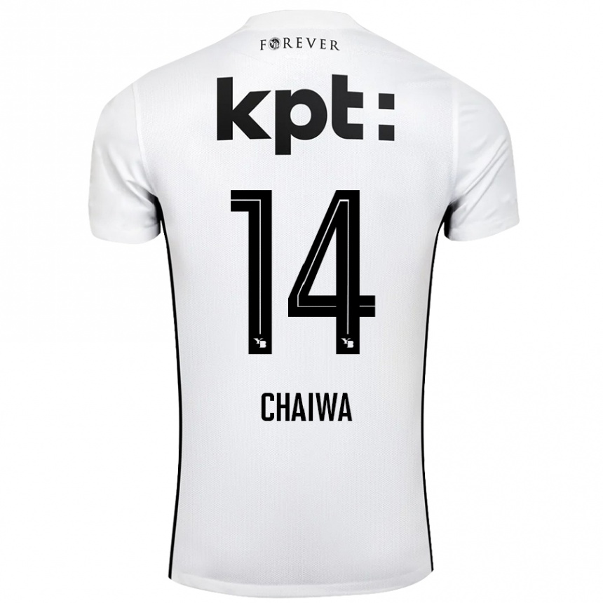 Niño Fútbol Camiseta Miguel Chaiwa #14 Blanco Negro 2ª Equipación 2024/25