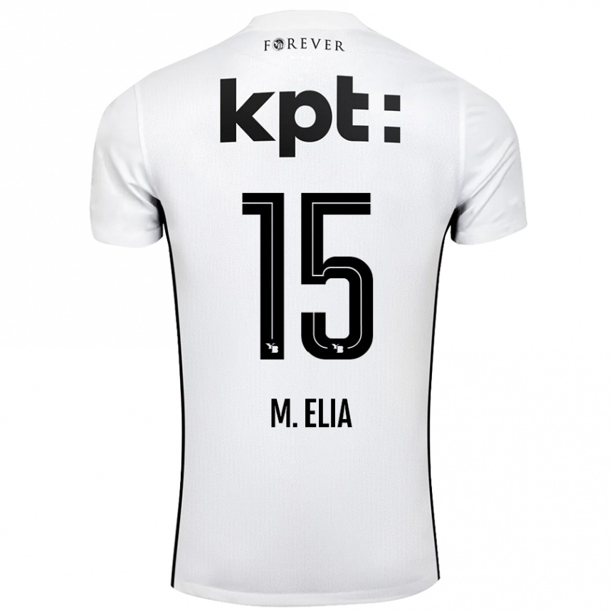 Niño Fútbol Camiseta Meschack Elia #15 Blanco Negro 2ª Equipación 2024/25