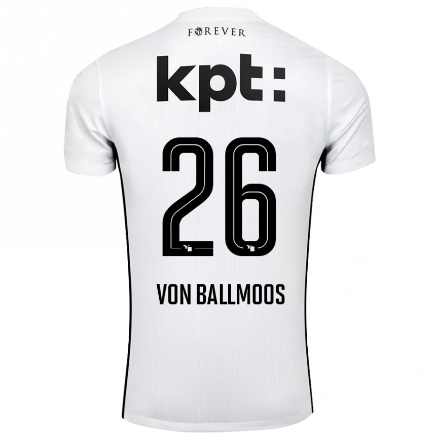 Niño Fútbol Camiseta David Von Ballmoos #26 Blanco Negro 2ª Equipación 2024/25