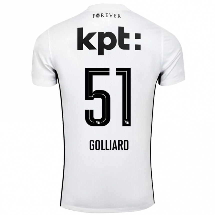 Niño Fútbol Camiseta Théo Golliard #51 Blanco Negro 2ª Equipación 2024/25