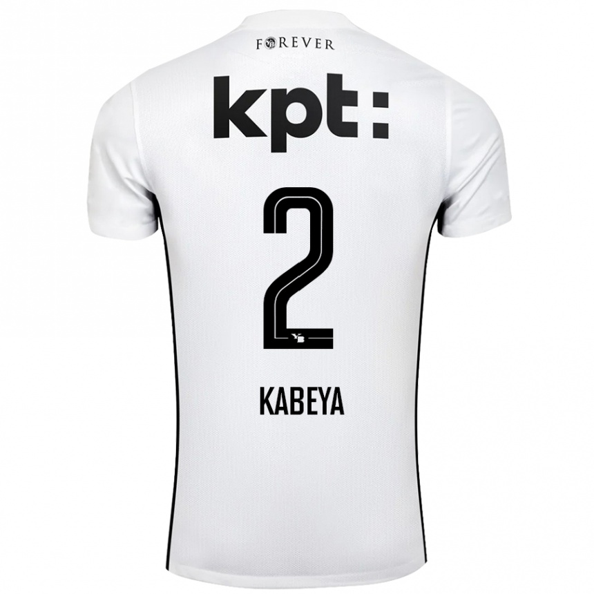 Niño Fútbol Camiseta Benjamin Kabeya #2 Blanco Negro 2ª Equipación 2024/25