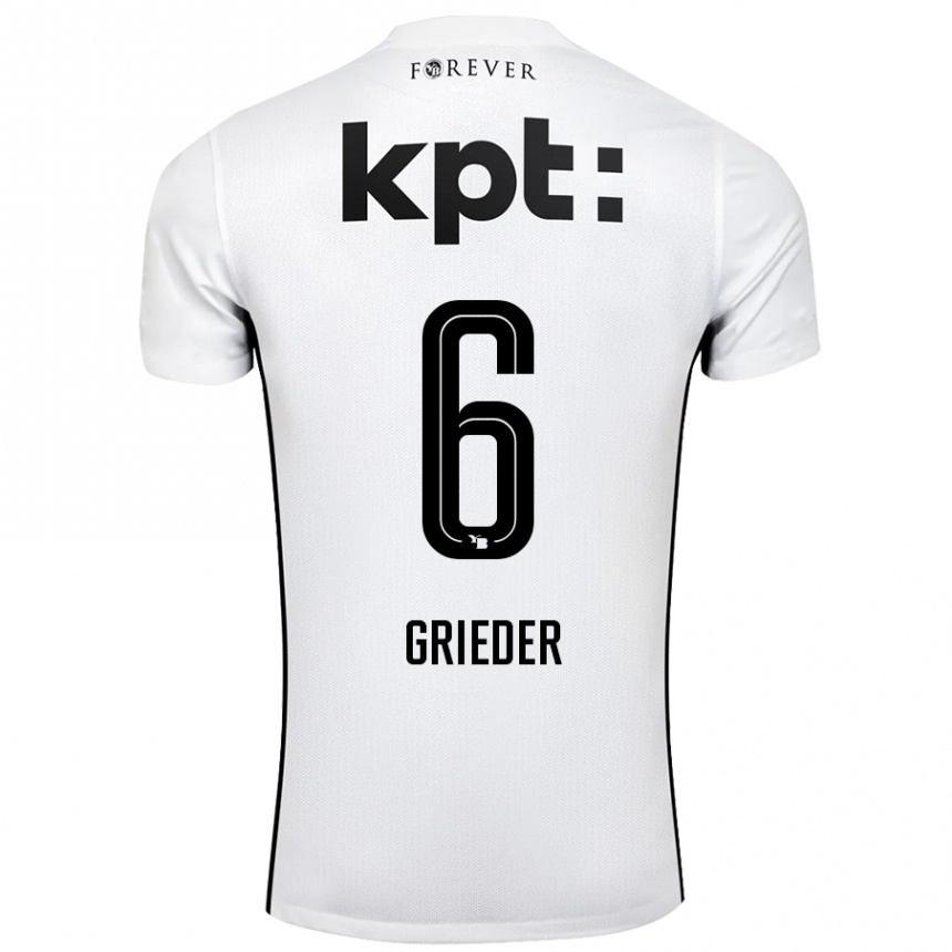 Niño Fútbol Camiseta Lionel Grieder #6 Blanco Negro 2ª Equipación 2024/25