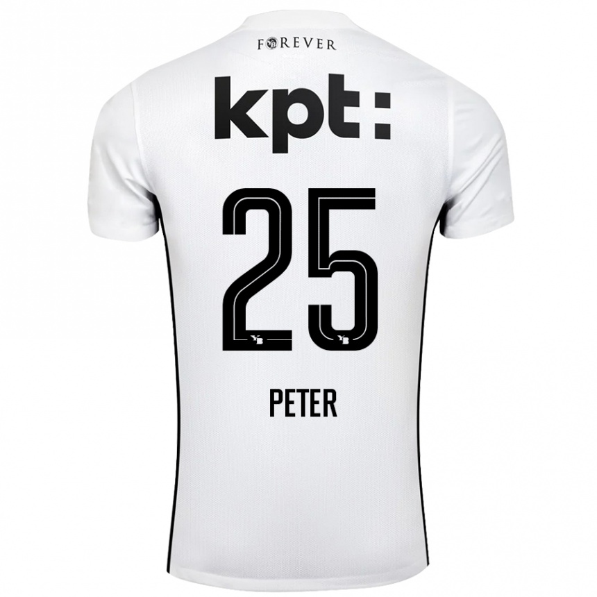 Niño Fútbol Camiseta Luc Peter #25 Blanco Negro 2ª Equipación 2024/25