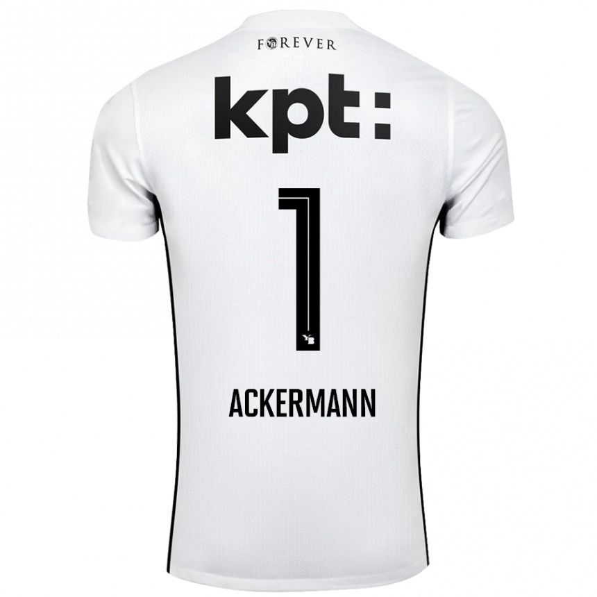 Niño Fútbol Camiseta Jara Ackermann #1 Blanco Negro 2ª Equipación 2024/25