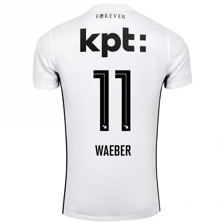 Niño Fútbol Camiseta Stéphanie Waeber #11 Blanco Negro 2ª Equipación 2024/25