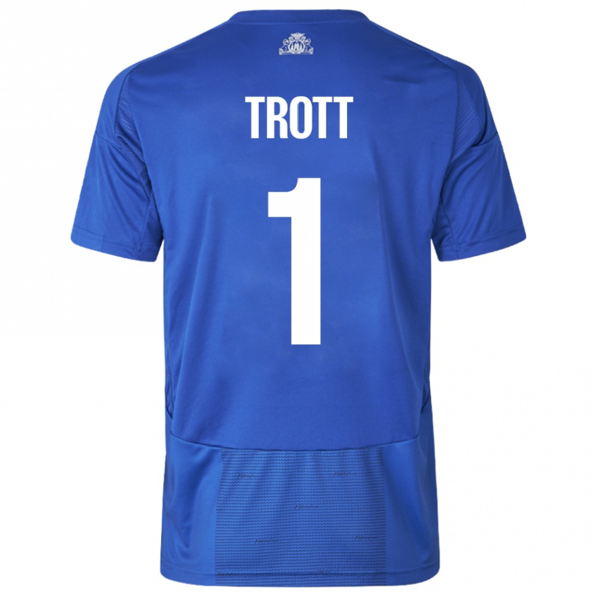 Niño Fútbol Camiseta Nathan Trott #1 Blanco Azul 2ª Equipación 2024/25