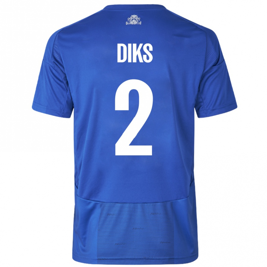 Niño Fútbol Camiseta Kevin Diks #2 Blanco Azul 2ª Equipación 2024/25