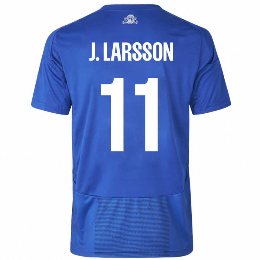 Niño Fútbol Camiseta Jordan Larsson #11 Blanco Azul 2ª Equipación 2024/25