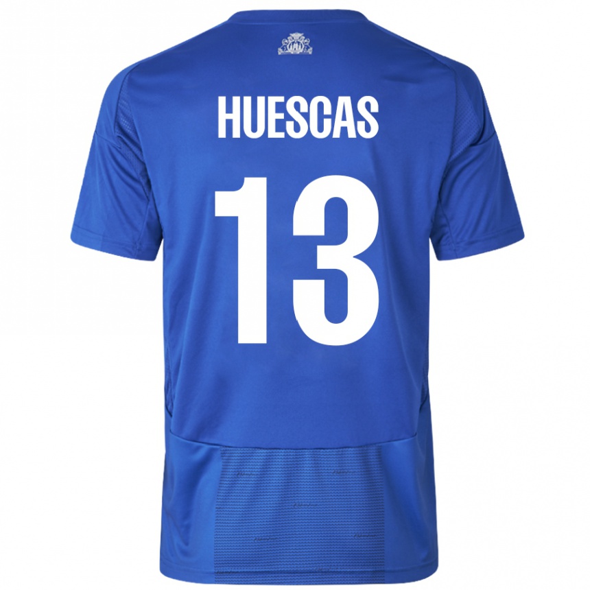 Niño Fútbol Camiseta Rodrigo Huescas #13 Blanco Azul 2ª Equipación 2024/25