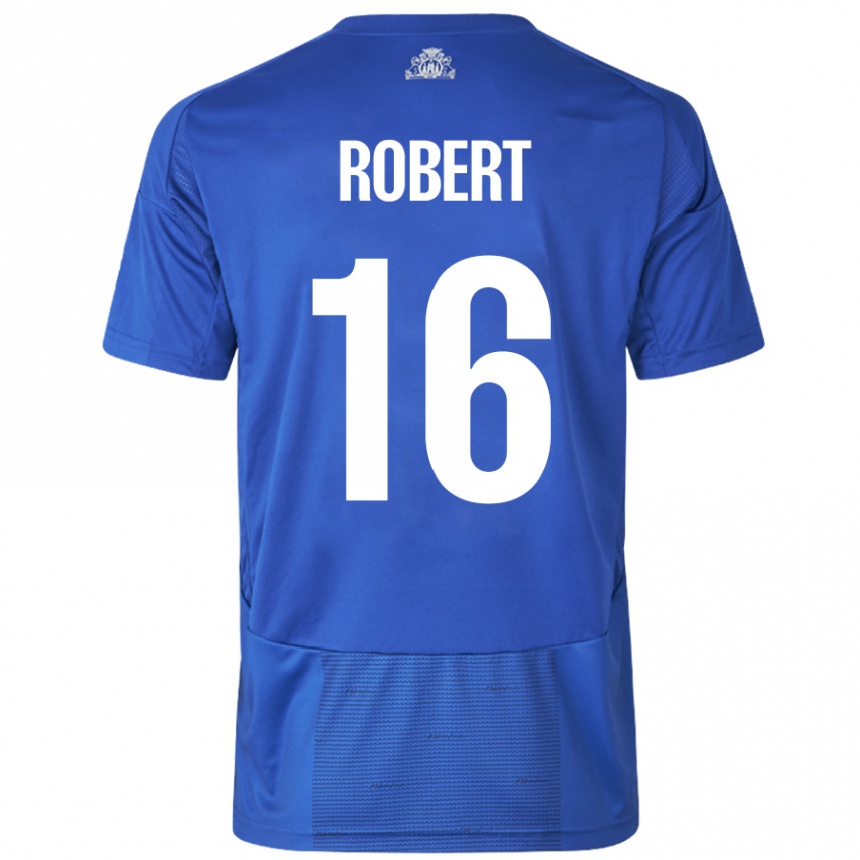 Niño Fútbol Camiseta Robert #16 Blanco Azul 2ª Equipación 2024/25