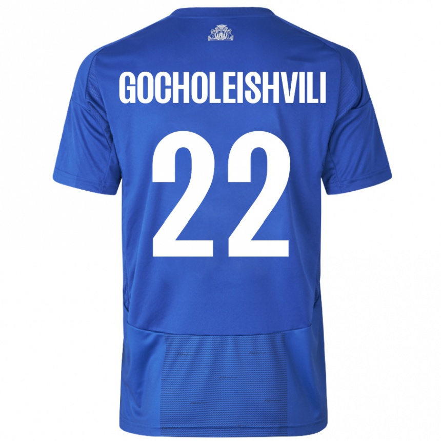 Niño Fútbol Camiseta Giorgi Gocholeishvili #22 Blanco Azul 2ª Equipación 2024/25