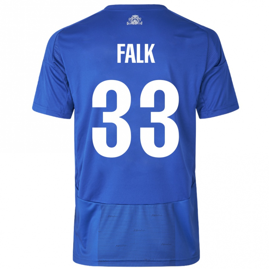 Niño Fútbol Camiseta Rasmus Falk #33 Blanco Azul 2ª Equipación 2024/25